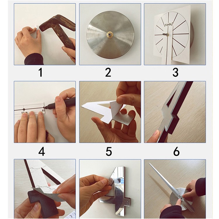 Modern DIY Large Wall Clock 3D Mirror Surface Wall Sticker (3M002) - Gold Color-9