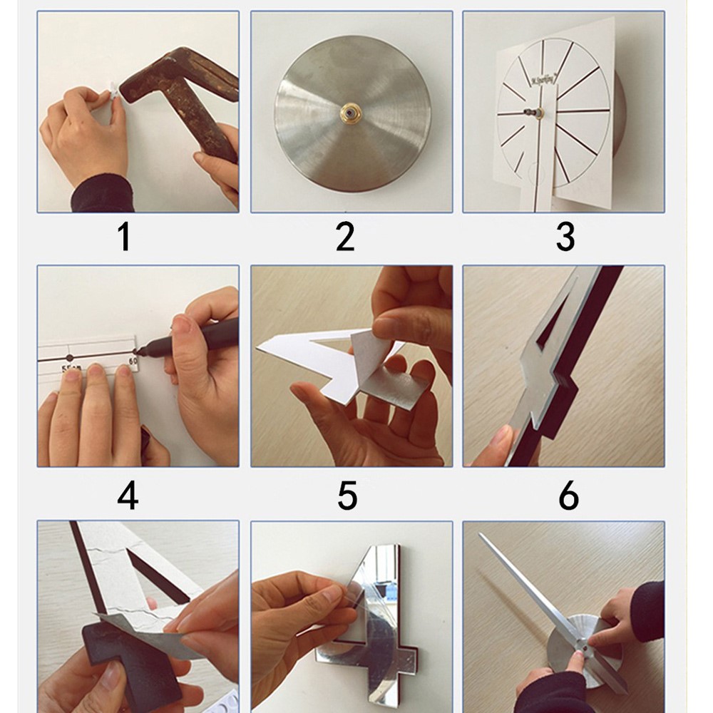 DIY Gran Tamaño 3D Mirror Pegatina Reloj Numerales Árabes (3M004) - Negro-15