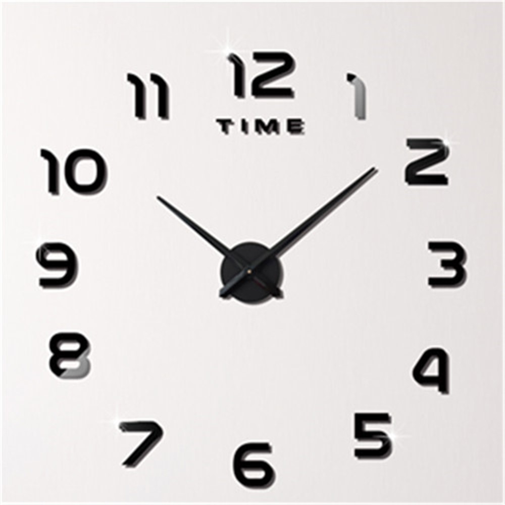 DIY Large Size 3D Mirror Sticker Wall Clock Arabic Numerals (3M004) - Black-2