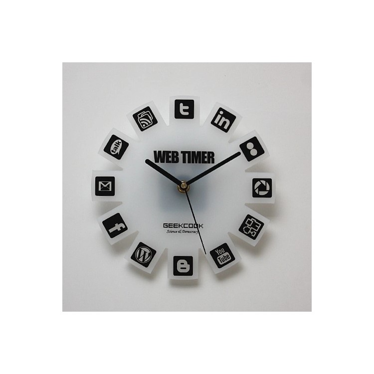 GEEKCOOK Novelty Web Timer Icon Decorative Modern Style Hanging Wall Clock for Home Decor - White-1