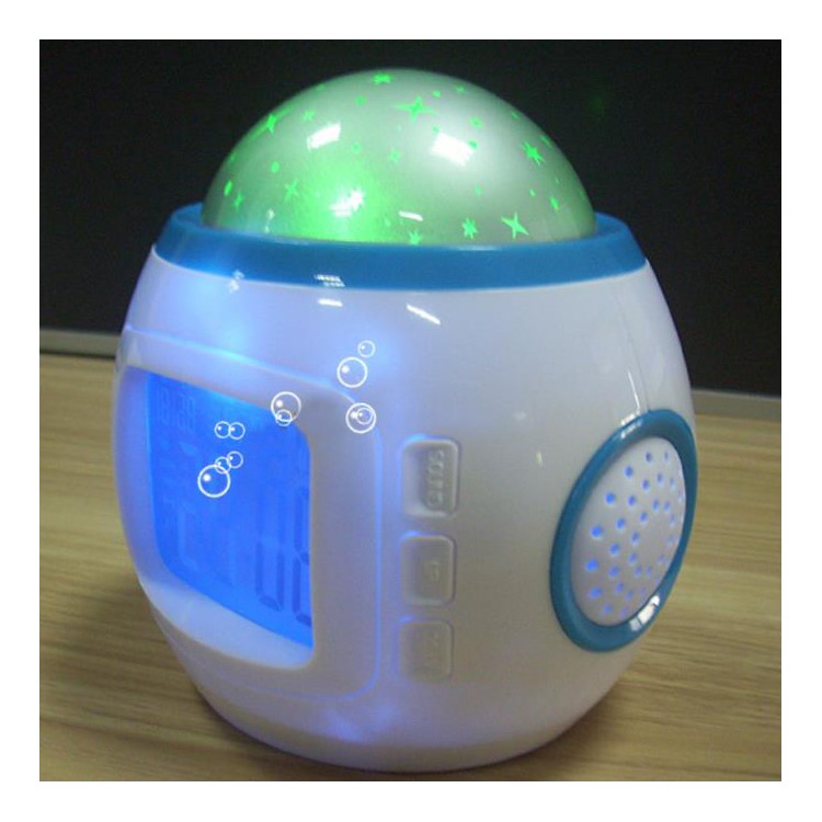 Starry Sky Music Colorful Projection Light Alarm Clock with Time/Temperature/Calendar Display - White-3
