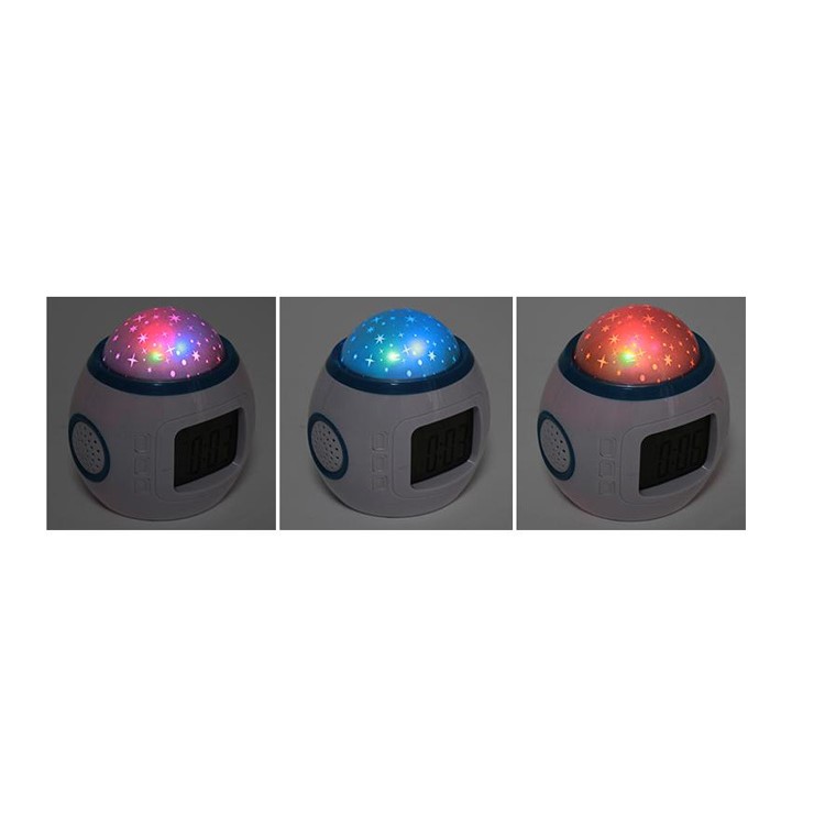 Starry Sky Music Colorful Projection Light Alarm Clock with Time/Temperature/Calendar Display - White-5
