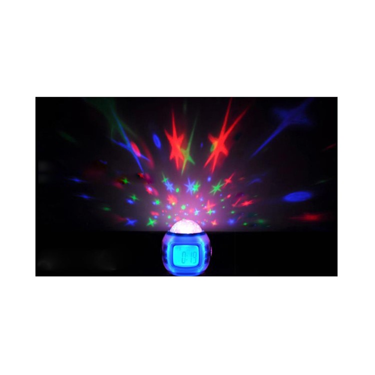 Starry Sky Music Colorful Projection Light Alarm Clock with Time/Temperature/Calendar Display - White-6