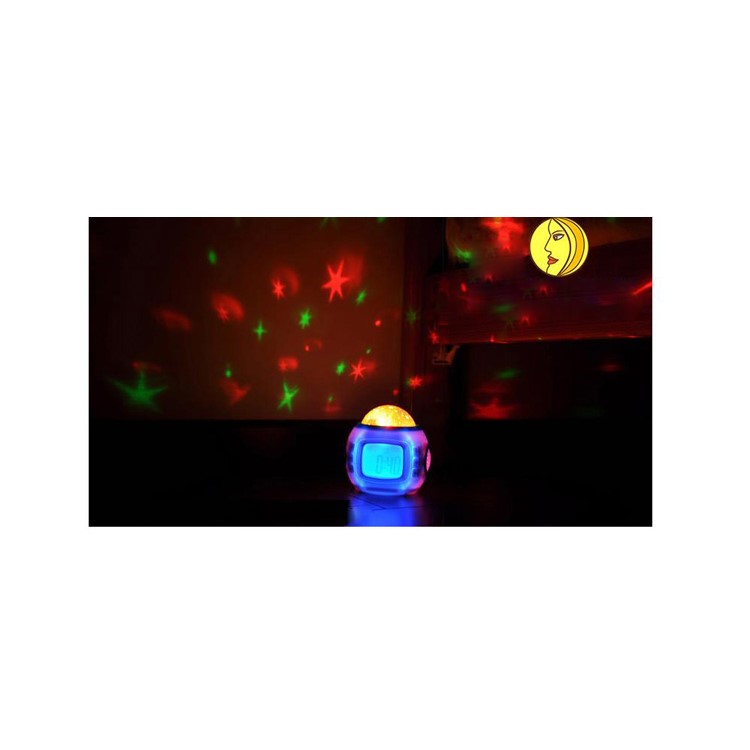 Starry Sky Music Colorful Projection Light Alarm Clock with Time/Temperature/Calendar Display - White-8