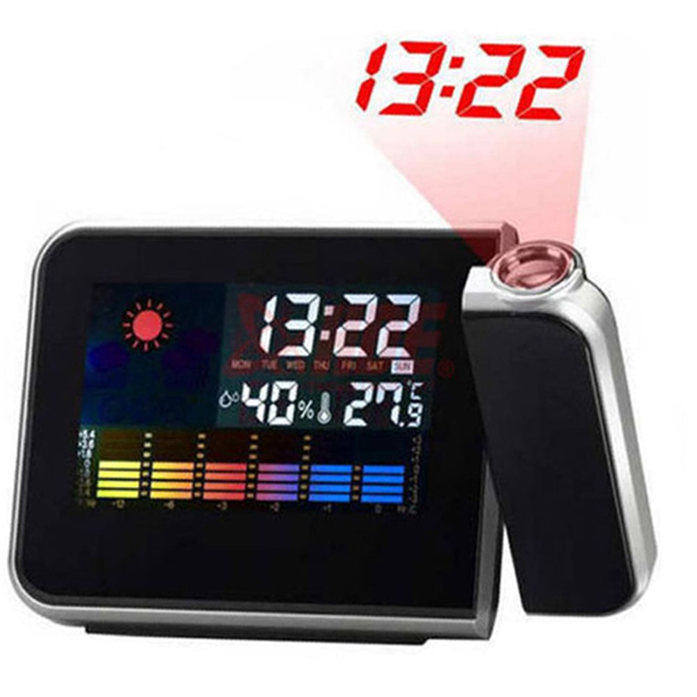 Rotating Time Projection Weather Forecast Electronic Alarm Clock LCD Display-1