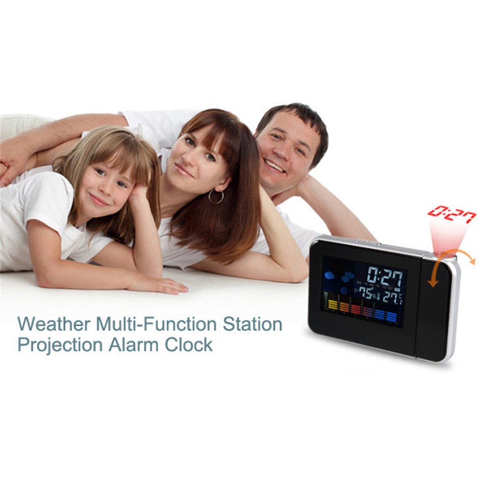 Rotating Time Projection Weather Forecast Electronic Alarm Clock LCD Display-8