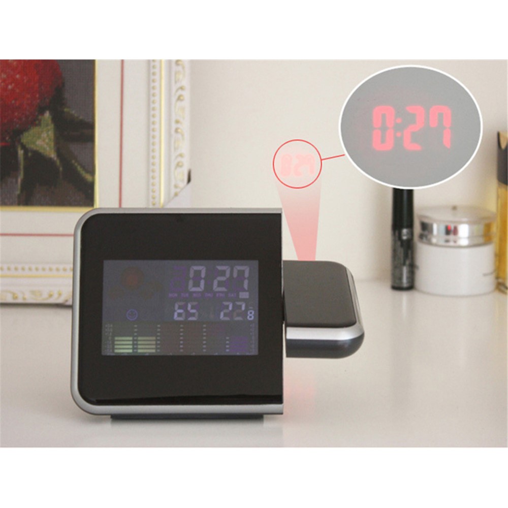 Rotating Time Projection Weather Forecast Electronic Alarm Clock LCD Display-9