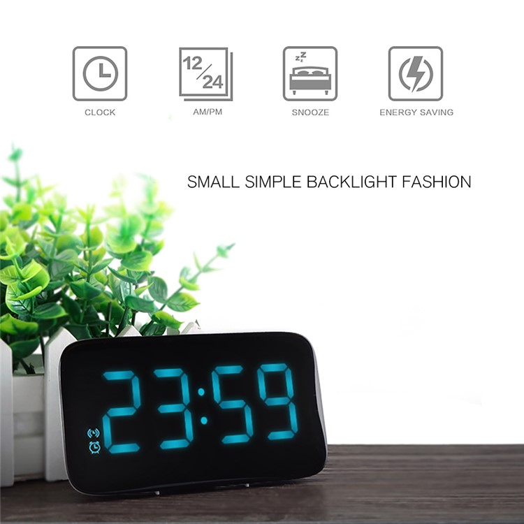 TTJ-015 Voice Control Silent Clock USB LED Large Font Alarm Clock with Snooze, Hourly Chime Functions - Black-2