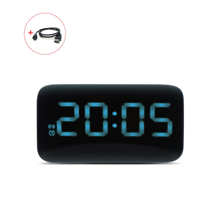 TTJ-015 Voice Control Silent Clock USB LED Large Font Alarm Clock with Snooze, Hourly Chime Functions - Black-4