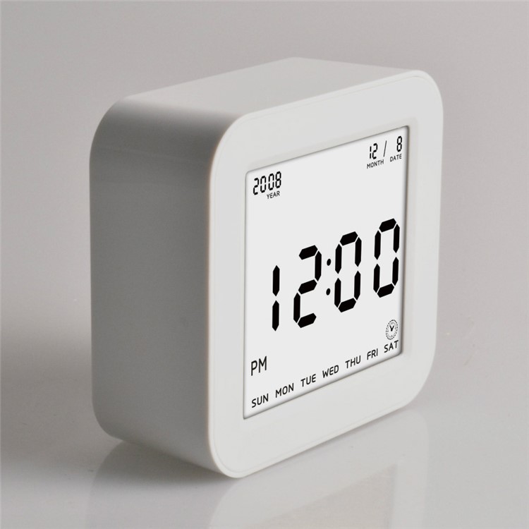 Large LCD Display Square Digital Alarm Clock Flip Alarm Clock with Automatic Backlit Function - White-1