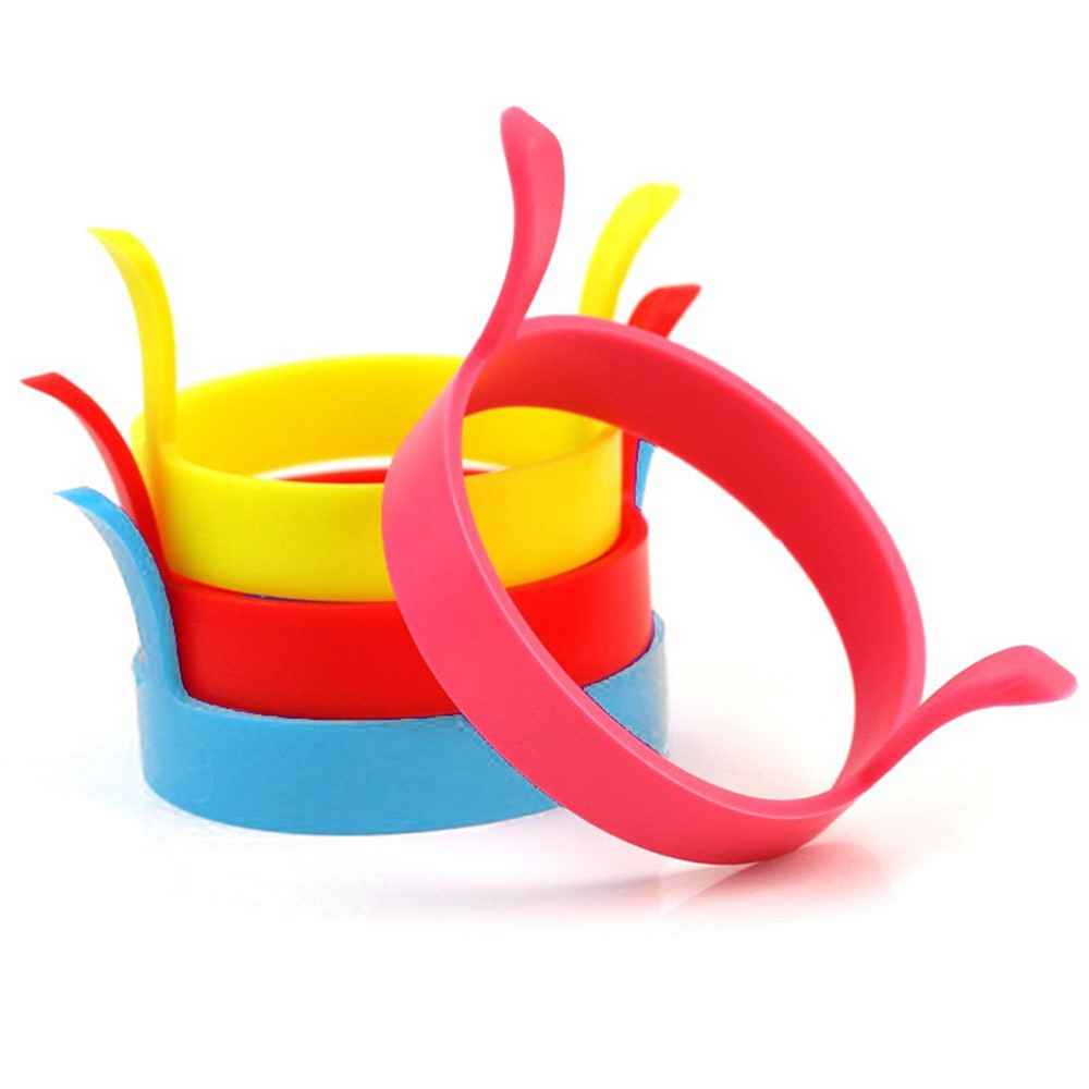 4Pcs Egg Ring Pancake Ring Round Silicone Egg Shaper with handle-3