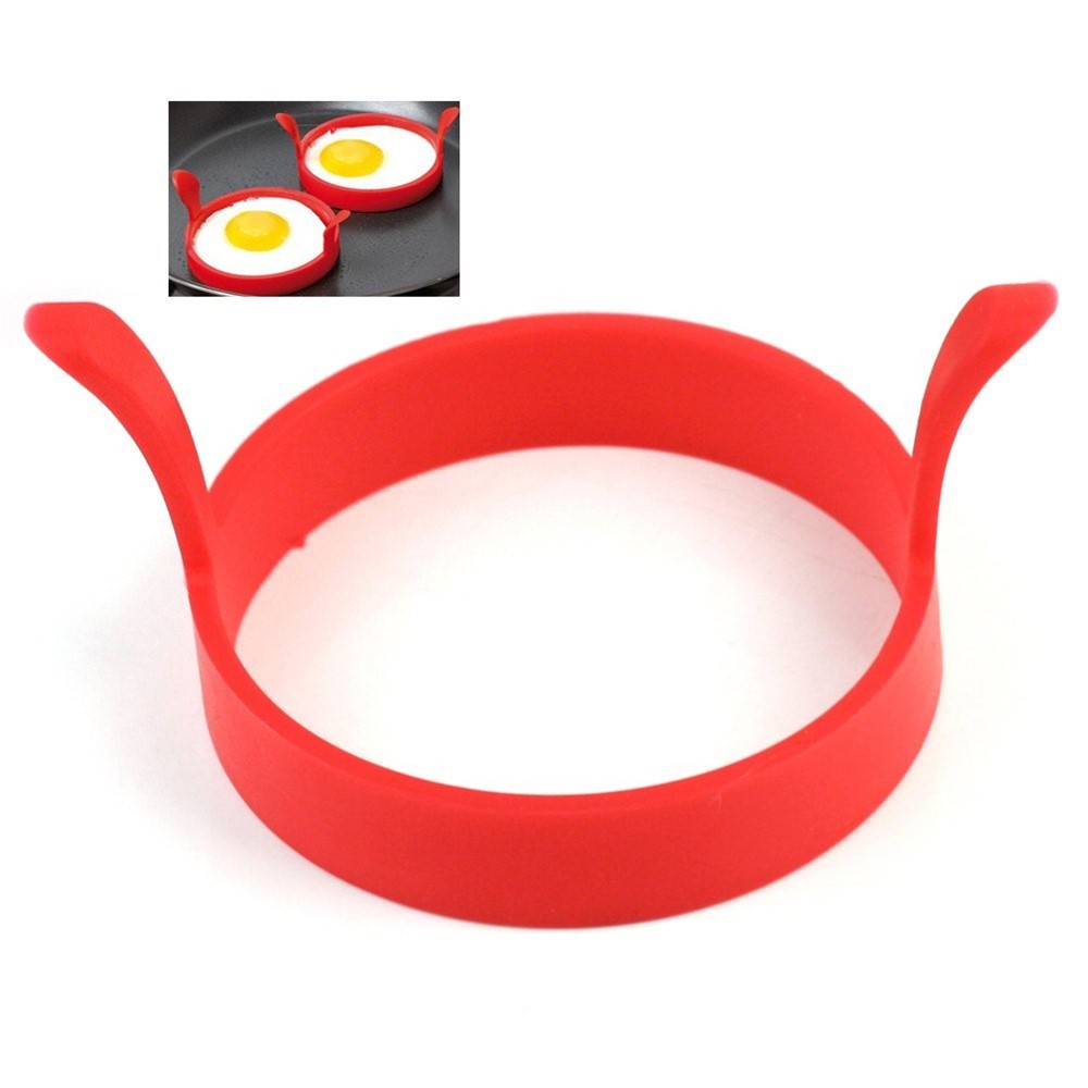 4Pcs Egg Ring Pancake Ring Round Silicone Egg Shaper with handle-5