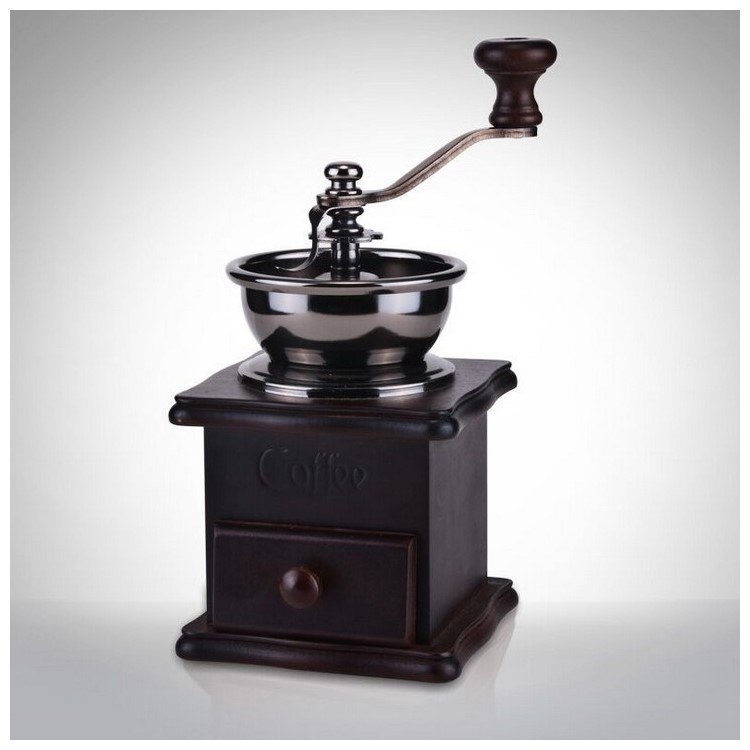 Manual Classic Coffee Bean Grinder Hand Grinding Machine - Dark Brown-1