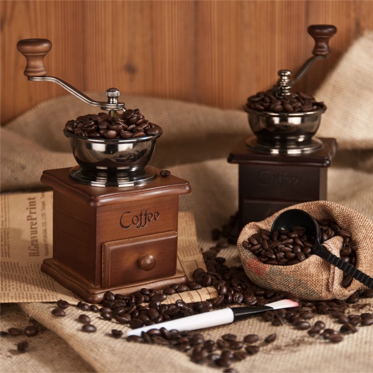 Manual Classic Coffee Bean Grinder Hand Grinding Machine - Dark Brown-2