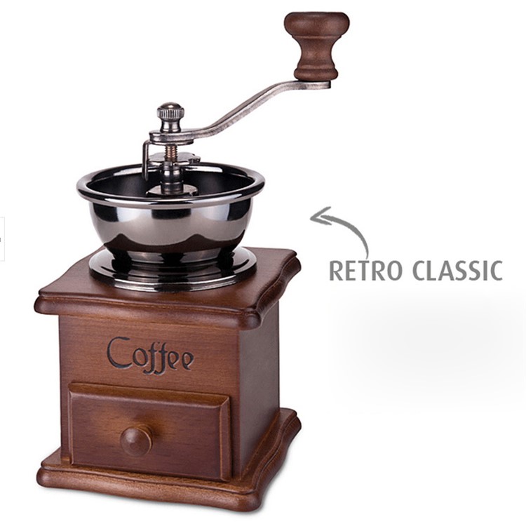 Manual Classic Coffee Bean Grinder Hand Grinding Machine - Dark Brown-3