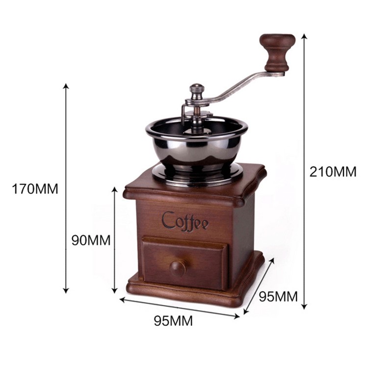 Manual Classic Coffee Bean Grinder Hand Grinding Machine - Dark Brown-6