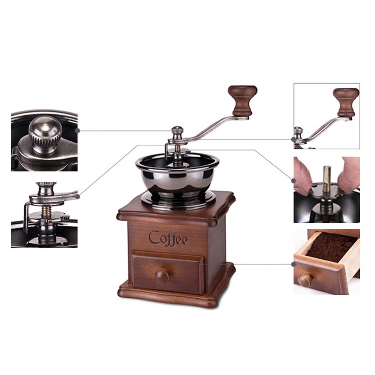 Manual Classic Coffee Bean Grinder Hand Grinding Machine - Dark Brown-7