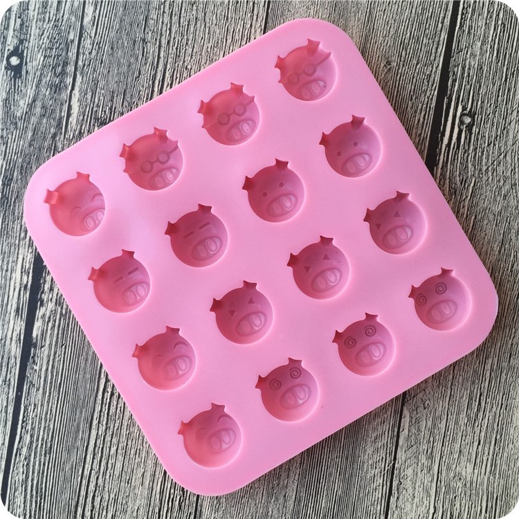 Silicone 16 Little Pig Chocolate Sweet Moulds Tray Candy Cookie Cake Topper Jelly Baking Ice Molds - Pink-3