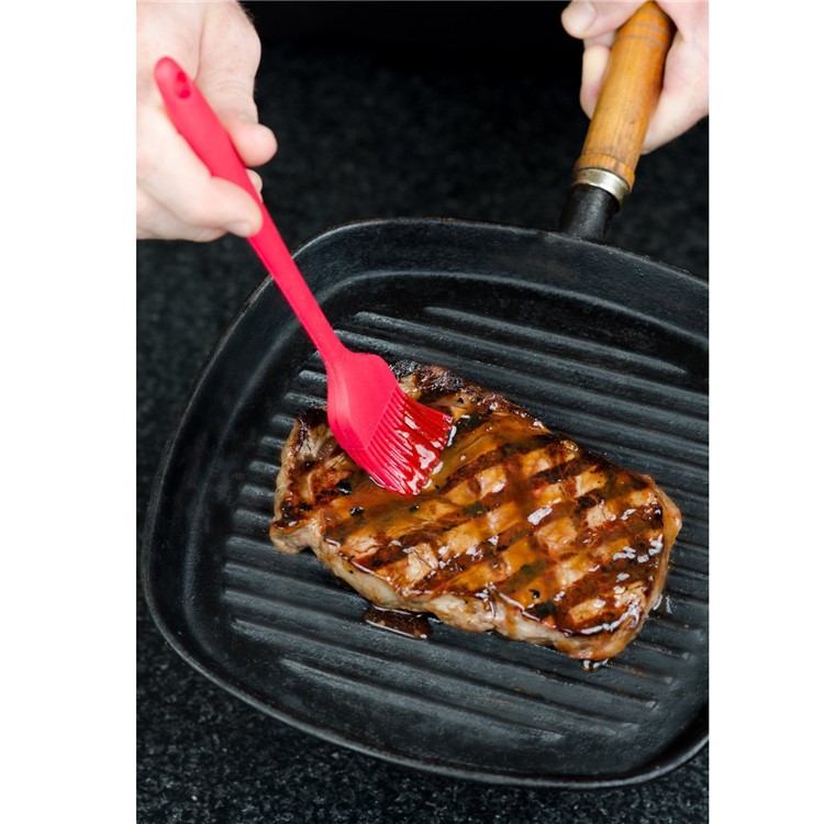 Premium Silicone Basting Brush with Hygienic Solid Coating - Red-1