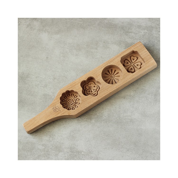 4 Flowers Wooden DIY Mooncake Molds Pumpkin Pie Green Bean Cake Muffin Cups-3