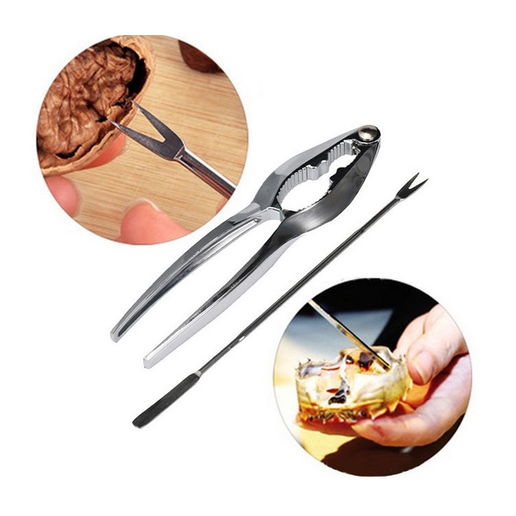 8PCS/Set Stainless Steel Seafood Tools Set 2 Lobster Crackers and 6 Lobster Forks-2