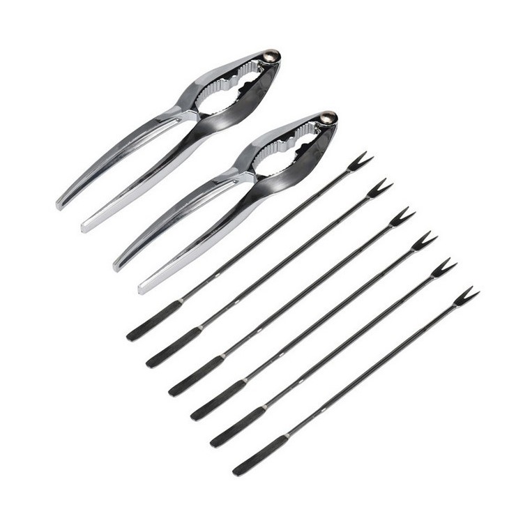 8PCS/Set Stainless Steel Seafood Tools Set 2 Lobster Crackers and 6 Lobster Forks-3