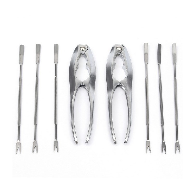 8PCS/Set Stainless Steel Seafood Tools Set 2 Lobster Crackers and 6 Lobster Forks-5
