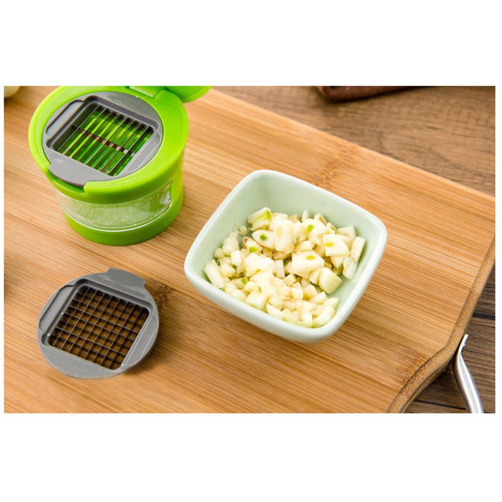 Multifunction Plastic Garlic Press Presser Crusher Slicer Grater Dicing Slicing and Storage Kitchen Vegetable Tool-2