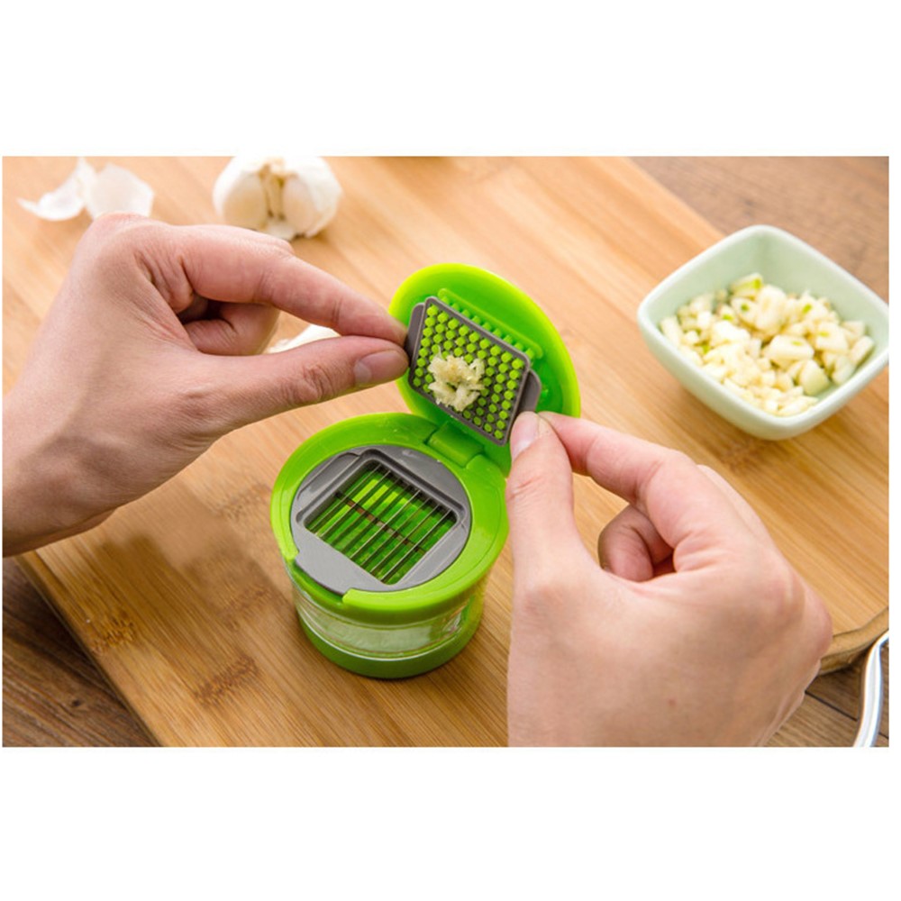 Multifunction Plastic Garlic Press Presser Crusher Slicer Grater Dicing Slicing and Storage Kitchen Vegetable Tool-3