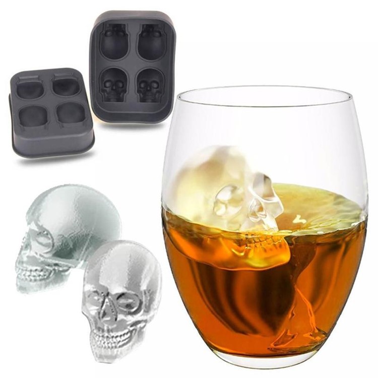 3D Skull Shape Silicone Ice Cube Trays Mold Mould Cocktails y Maker Z