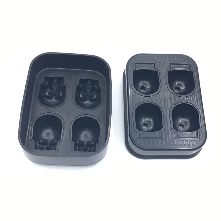 3D Skull Silicone Ice Cube Tray Mold Makes Four Giant Skulls Ice Cube Maker-2