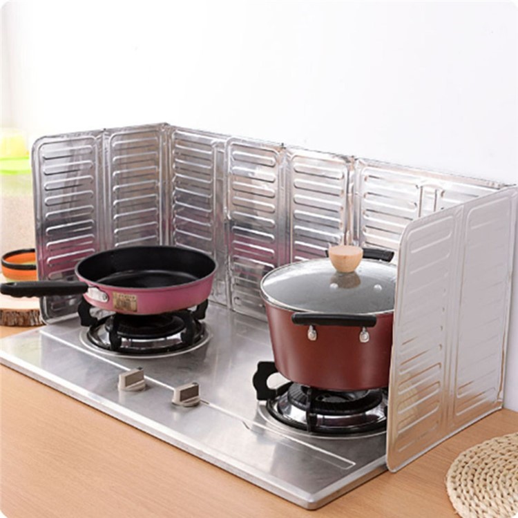 2Pcs Kitchen Aluminium Foil Plate Gas Stove Foldable Kitchen Cooking Heat Insulation Oil Splash Proof Baffle-1