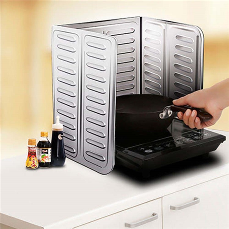 2Pcs Kitchen Aluminium Foil Plate Gas Stove Foldable Kitchen Cooking Heat Insulation Oil Splash Proof Baffle-10
