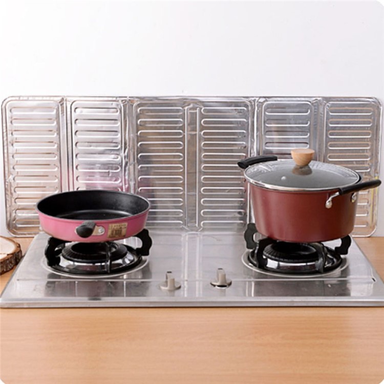 2Pcs Kitchen Aluminium Foil Plate Gas Stove Foldable Kitchen Cooking Heat Insulation Oil Splash Proof Baffle-5
