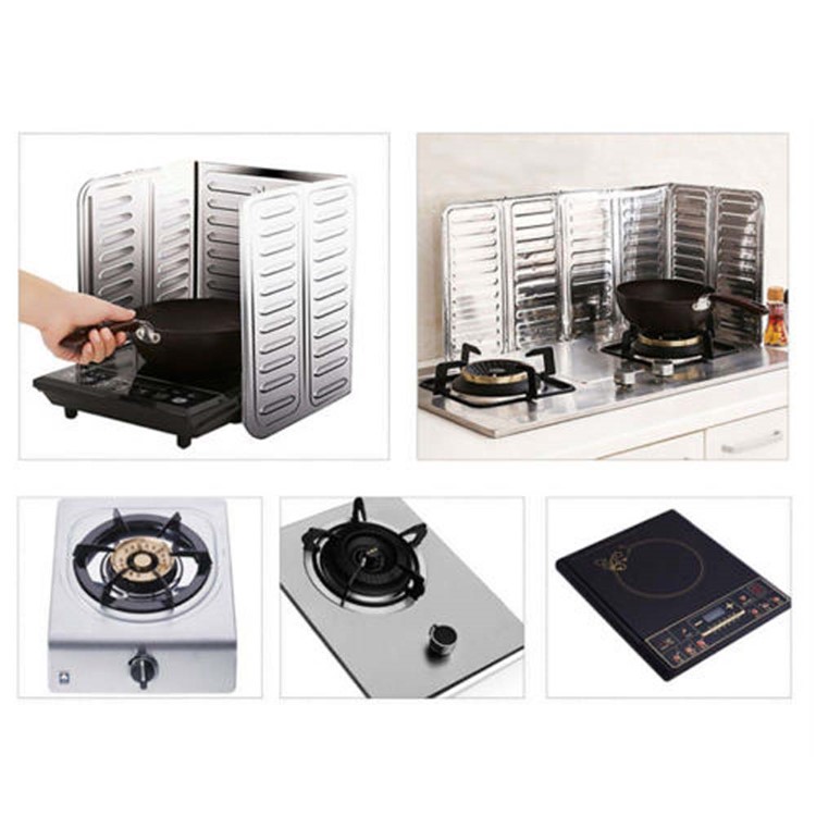 2Pcs Kitchen Aluminium Foil Plate Gas Stove Foldable Kitchen Cooking Heat Insulation Oil Splash Proof Baffle-9