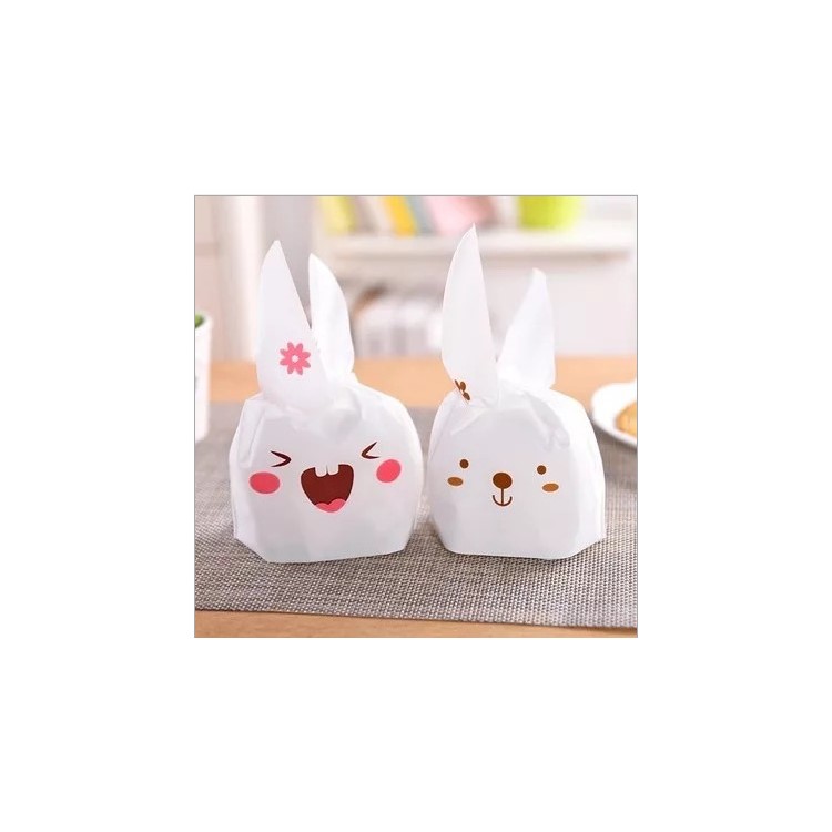 10Pcs Cute Candy Gift Dessert Sandwich Snack Biscuits Cookies Cakes Matte Plastic Bags with Cute Ear - Brown Rabbit-2