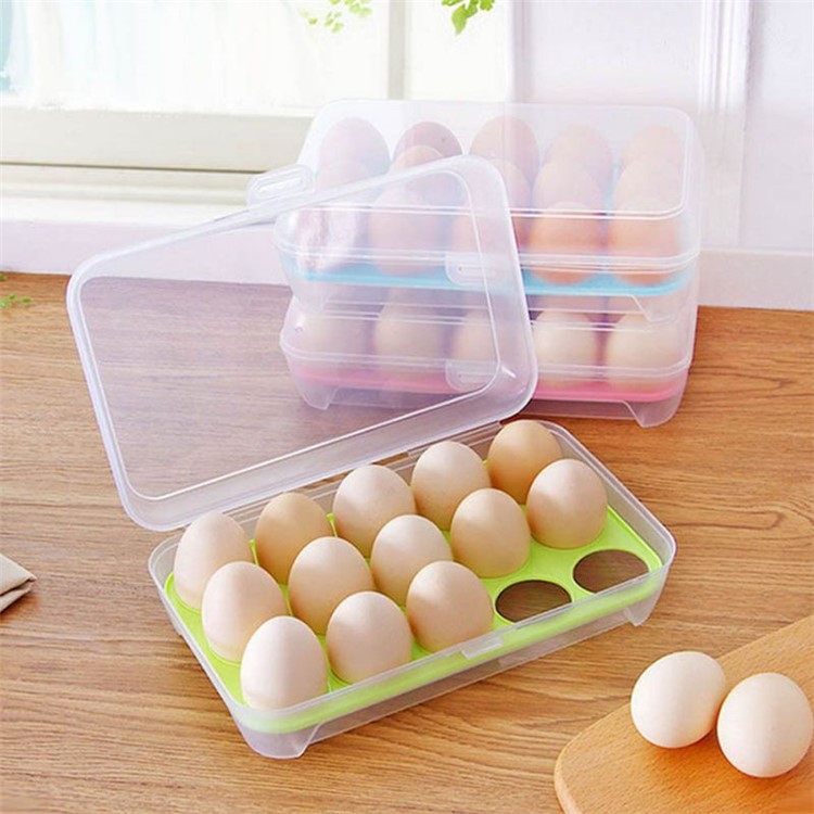 15 Eggs Kitchen Storage Box Organizer Refrigerator Egg Container - Green-10