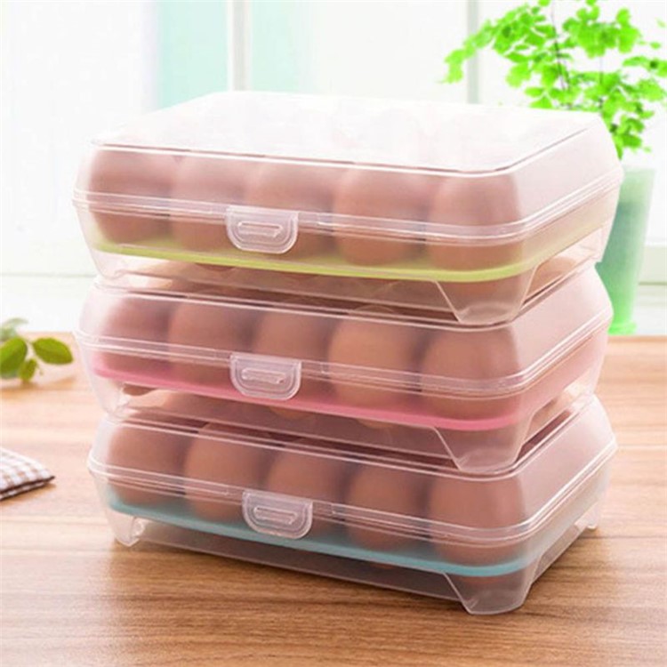 15 Eggs Kitchen Storage Box Organizer Refrigerator Egg Container - Green-11