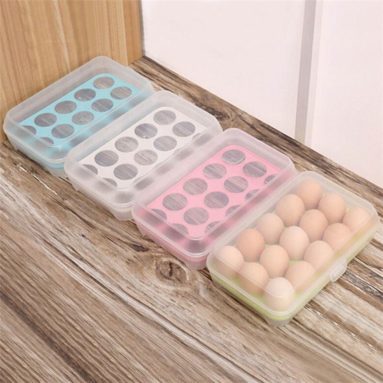 15 Eggs Kitchen Storage Box Organizer Refrigerator Egg Container - Green-12