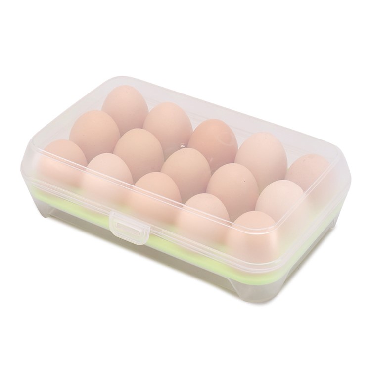 15 Eggs Kitchen Storage Box Organizer Refrigerator Egg Container - Green-2