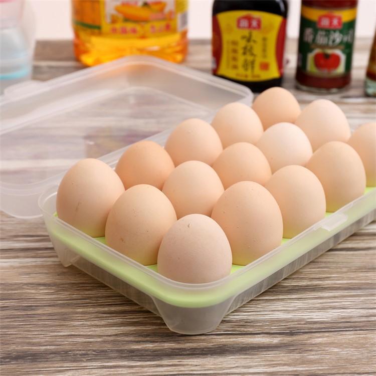15 Eggs Kitchen Storage Box Organizer Refrigerator Egg Container - Green-3