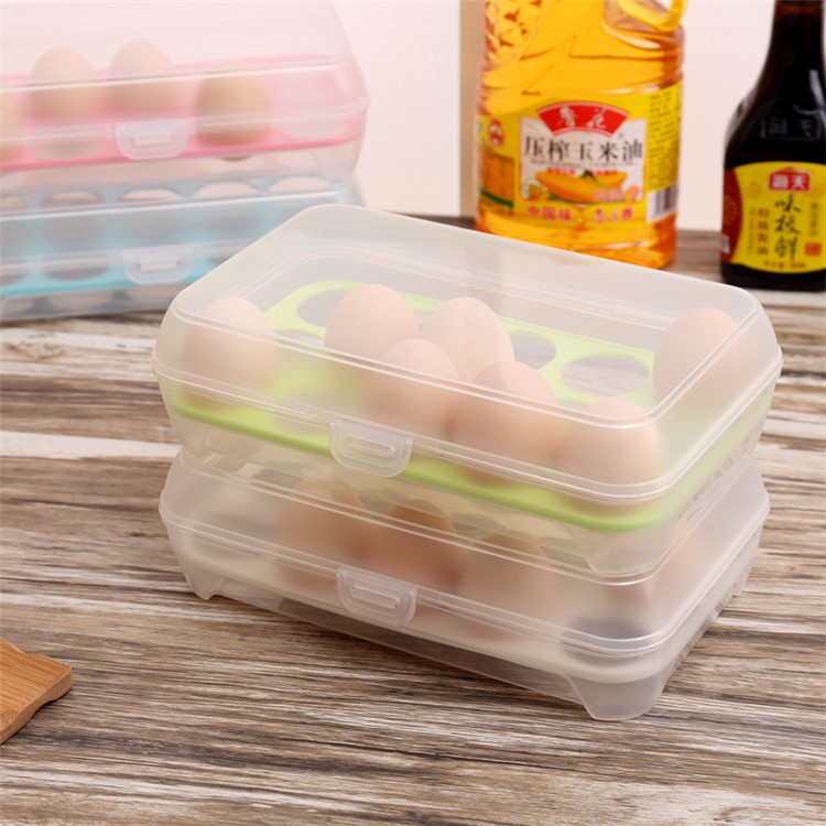 15 Eggs Kitchen Storage Box Organizer Refrigerator Egg Container - Green-4