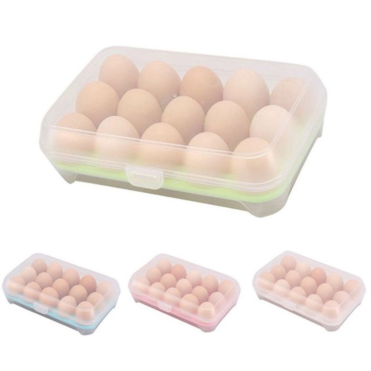 15 Eggs Kitchen Storage Box Organizer Refrigerator Egg Container - Green-6