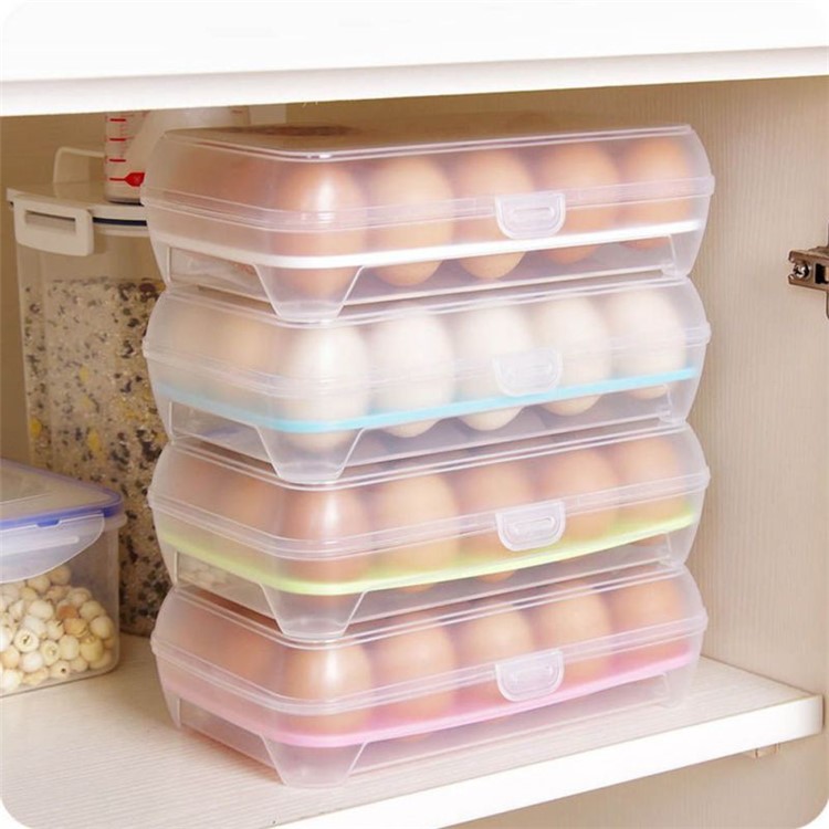 15 Eggs Kitchen Storage Box Organizer Refrigerator Egg Container - Green-8