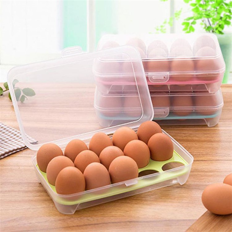 15 Eggs Kitchen Storage Box Organizer Refrigerator Egg Container - Green-9