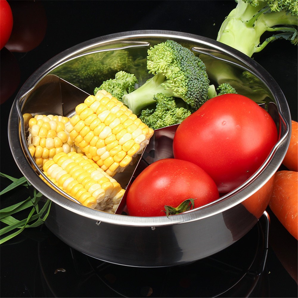 304 Stainless Steel Streaming Rack Steamer Basket Pressure Cooker with Removable Dividers (5L)-4