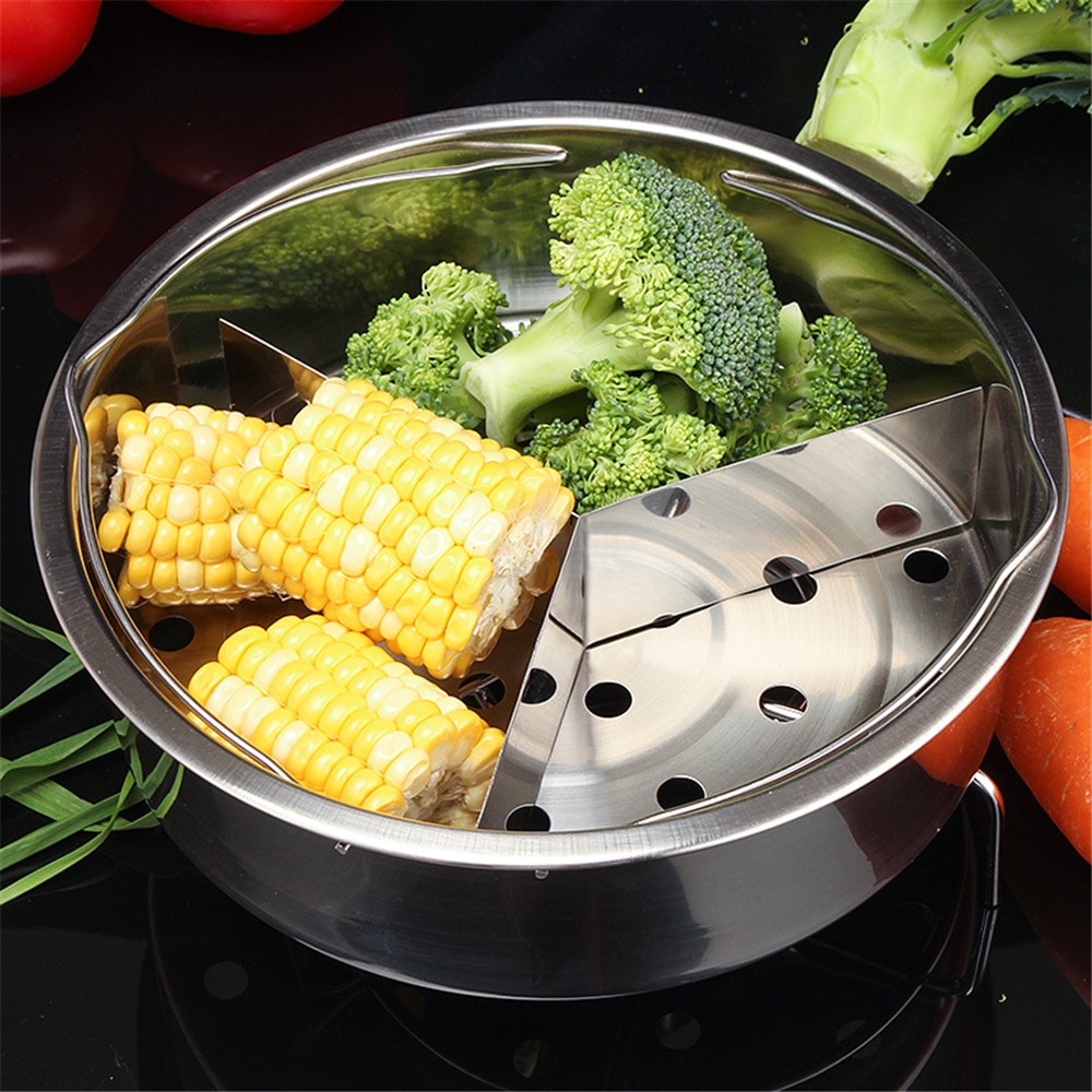 304 Stainless Steel Streaming Rack Steamer Basket Pressure Cooker with Removable Dividers (5L)-6