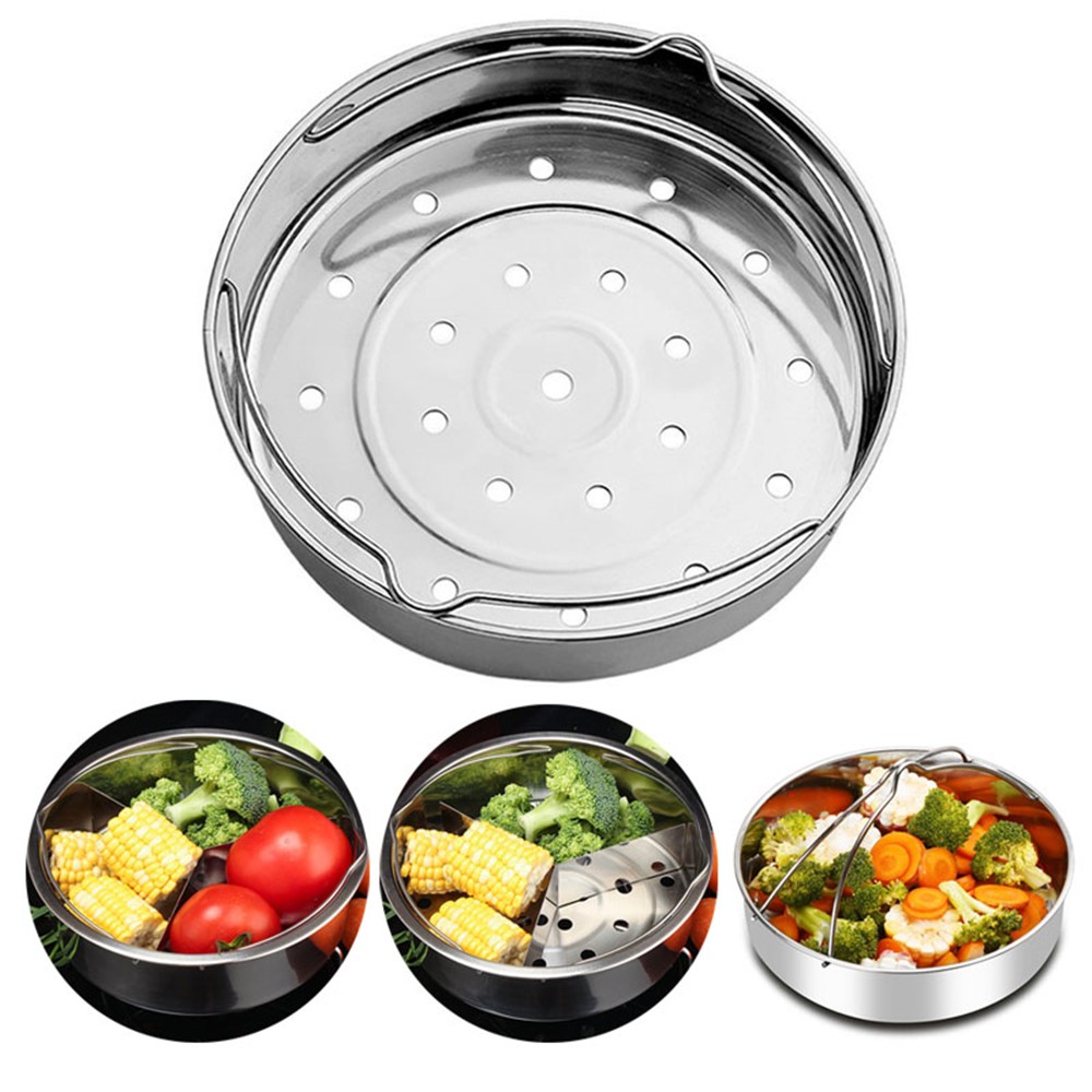 3L Stainless Steel Steamer Basket Streaming Rack Pressure Cooker with Removable Dividers-1