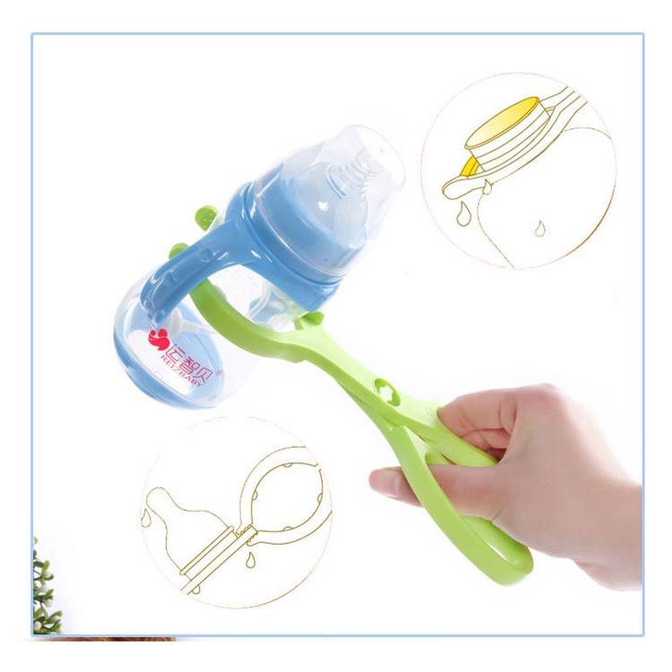 Multifunctional Feeding Milk Bottle Clamp Skidproof Infant Baby Bottle Clip Sterilizer Clip - Green-2