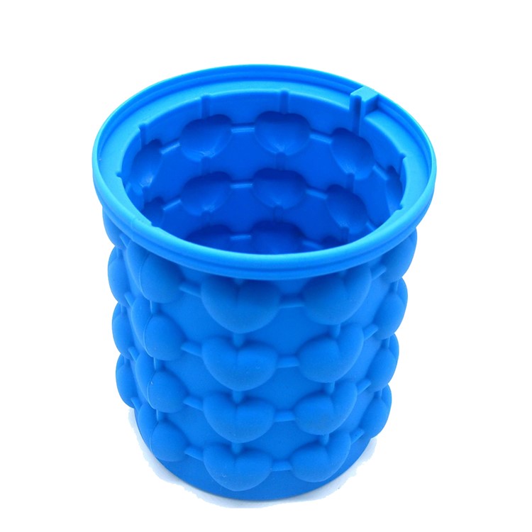Silicone Heart-shape Ice Cube Maker Space Saving Ice Cube Maker, Size: L - Blue-10